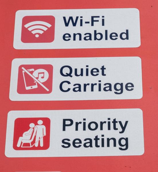 External sign for Quiet carriage