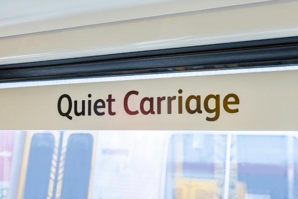 Quiet carriage sign on an SMU train